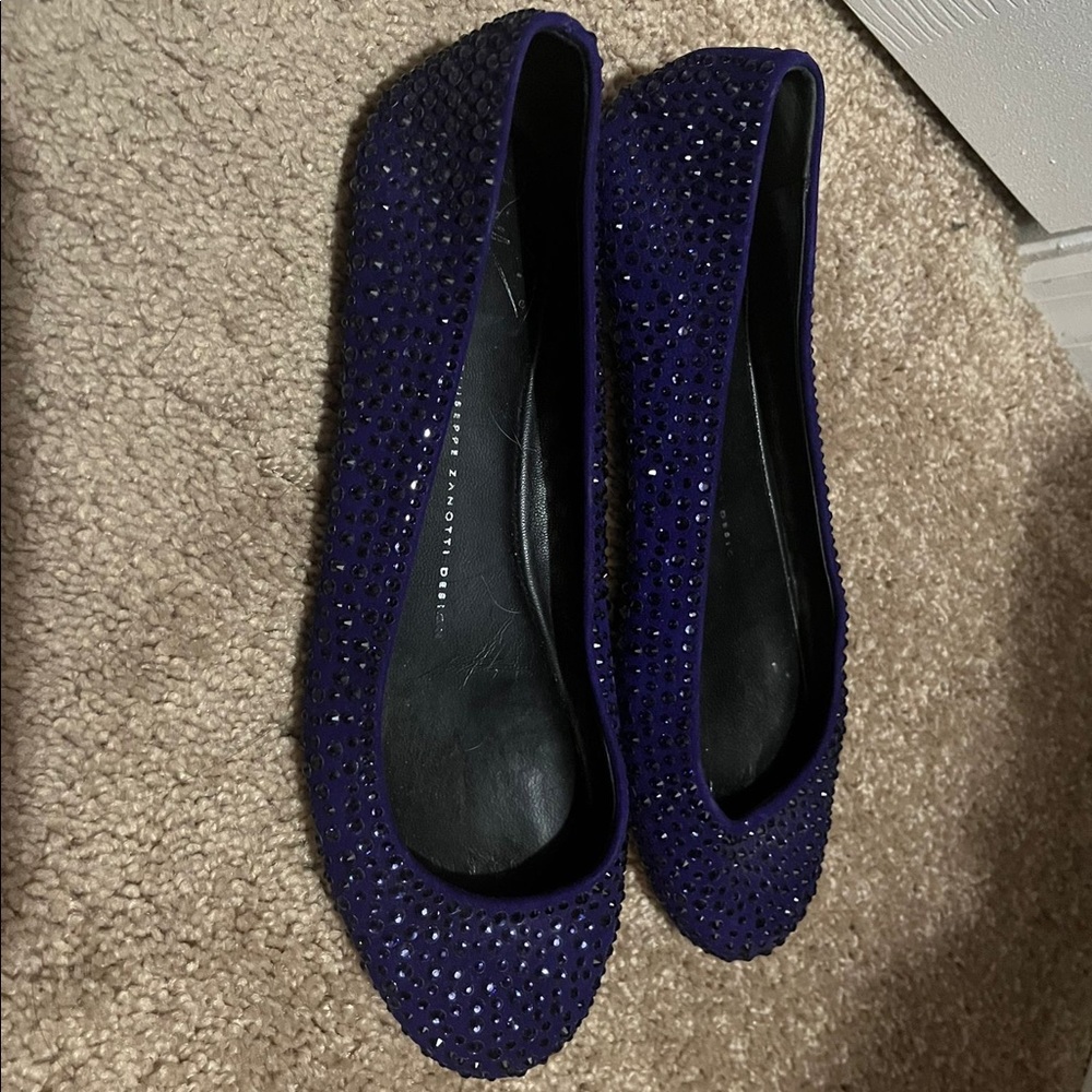 Giuseppe Zanotti Swaroski Embellished Purple Flats